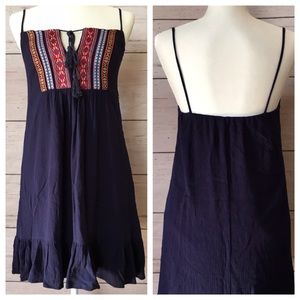 Navy Blue Embroidered Dress